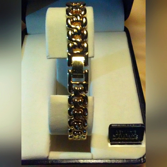 VINTAGE BNIB LADIES JULES JURGENSEN 25 DIAMONDS & GOLD COLOR WATCH IN ITS BOX main image 12
